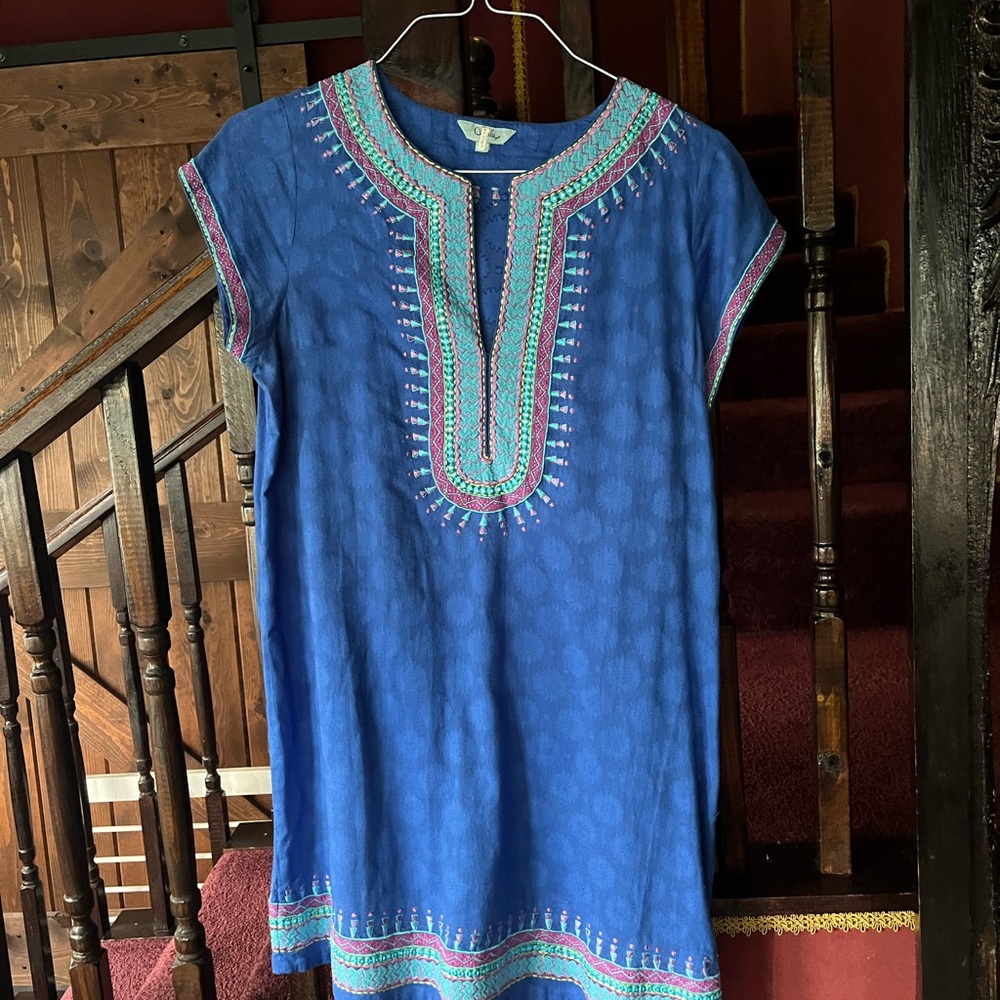 Blue Embroidered tunic/Dress